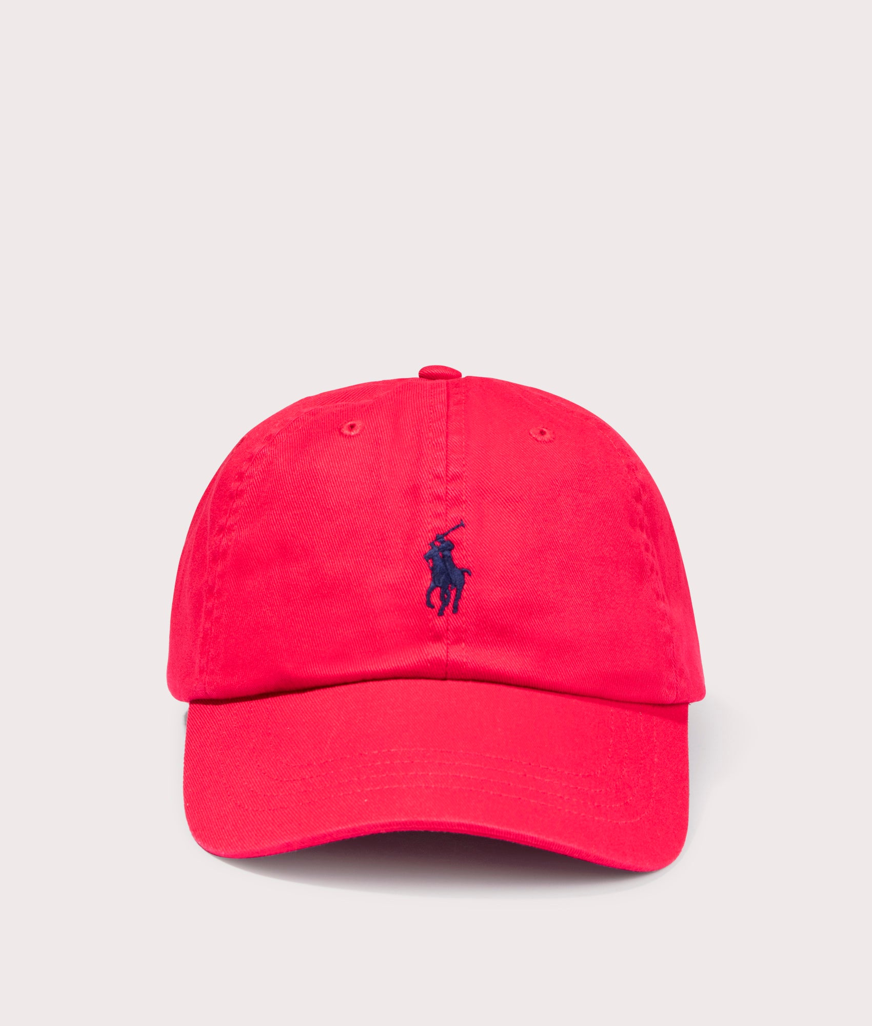 Polo Ralph Lauren Cotton Chino Baseball Cap in Red and Blue at EQVVS Menswear. Front shot.