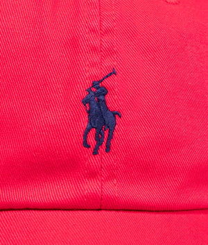 Polo Ralph Lauren Curved Brim Blue Logo Cotton Chino Classic Sport Red  Adjustable Cap