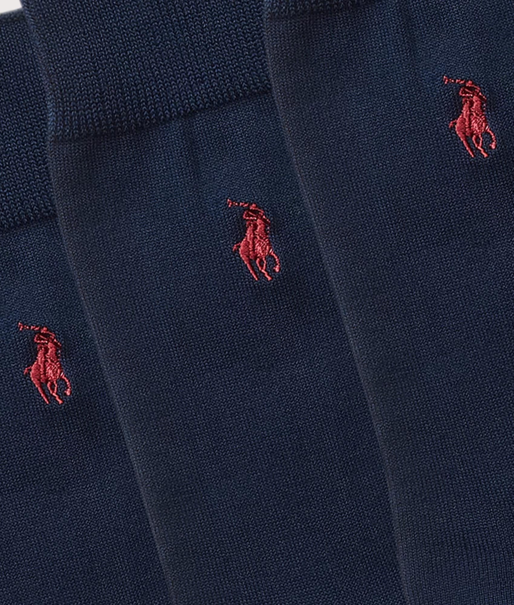 3 Pack Trouser Socks. Shot by EQVVS. Logo shot.