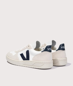 VEJA V-10 B-Mesh Trainers in White and Nautico Blue Back Shot at EQVVS