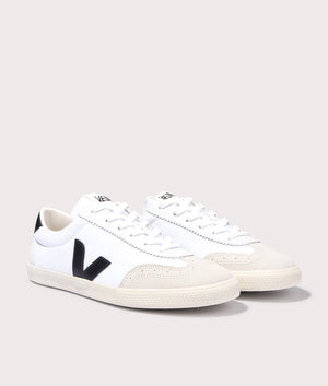 Volley Canvas Trainers in White/Black by Veja. EQVVS Side Pair Shot.