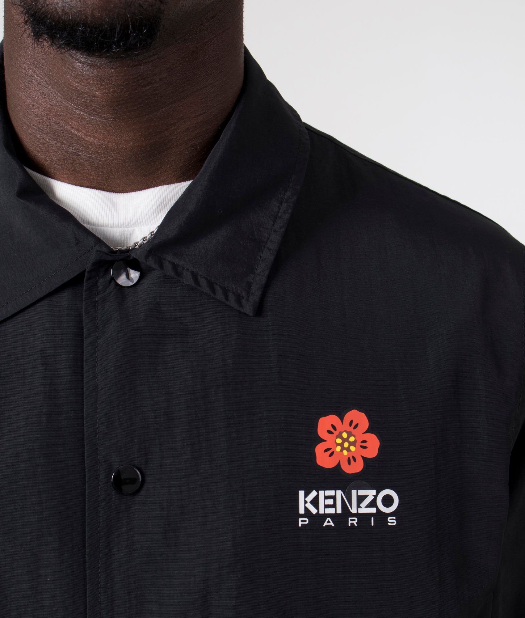 Relaxed Fit Lightweight Boke Flower Coach Jacket Black