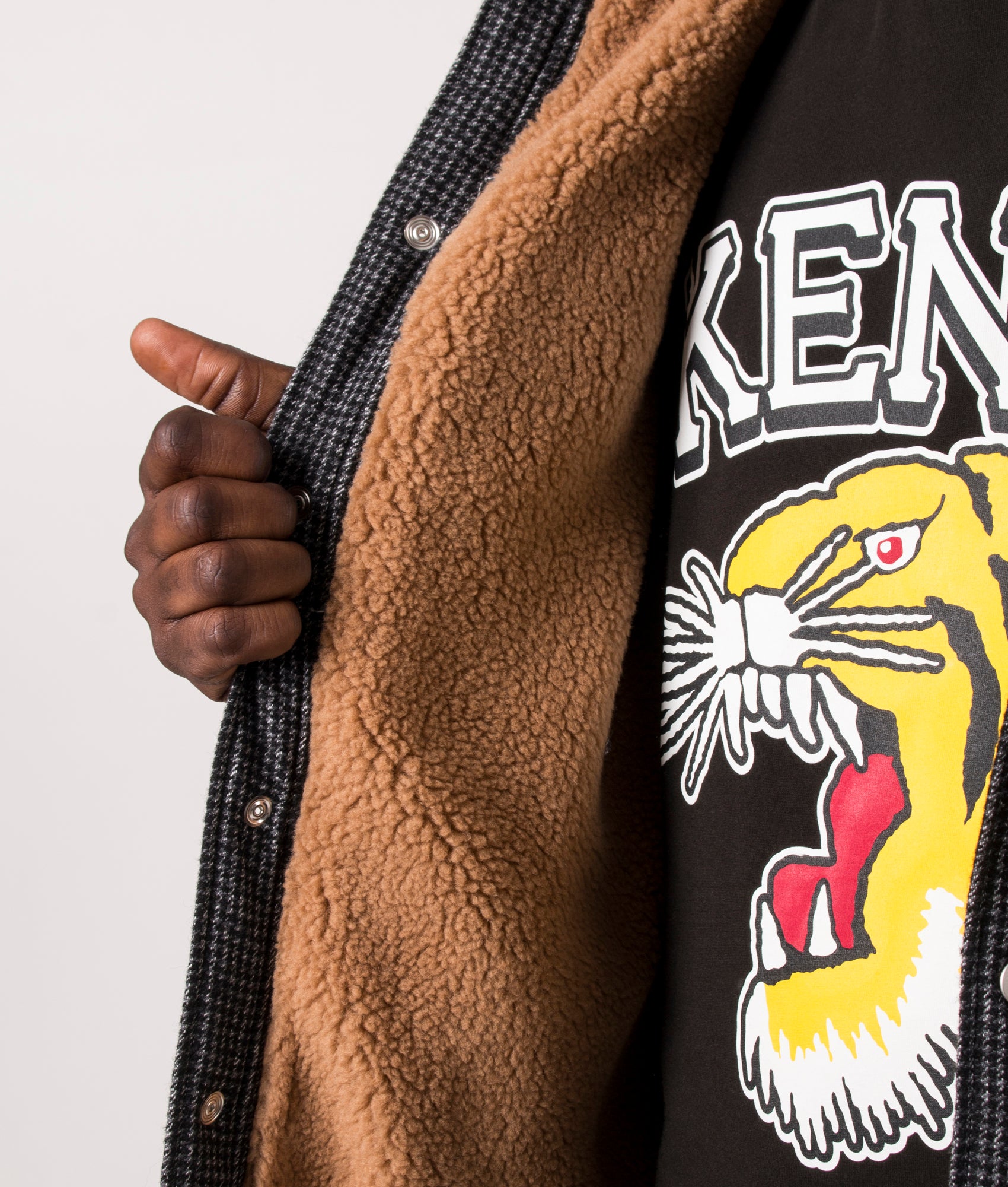 Relaxed Fit Checked Hooded Overshirt Anthracite | KENZO | EQVVS Relaxed Fit Checked Hooded Overshirt Anthracite | KENZO | EQVVS