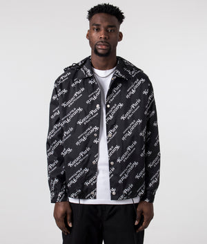 CP Company KENZO by Verdy Short Windbreaker in Black with White Branding, 100% Nylon Unbuttoned Shot at EQVVS