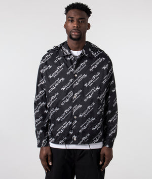 CP Company KENZO by Verdy Short Windbreaker in Black with White Branding, 100% Nylon Front Shot at EQVVS