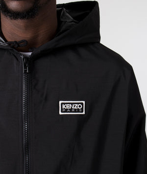 KENZO Two-Tone Cropped Windbreaker in Black, 100% Nylon Close up Shot at EQVVS 