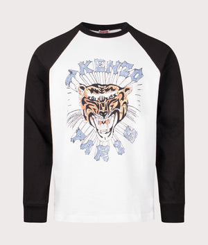 Long Sleeve T-Shirt in Black & White by Kenzo. EQVVS Front Angle Shot.