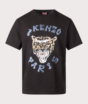 Kenzo Oversized Drawn Varsity T-Shirt in 99J black front shot at EQVVS