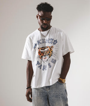 Kenzo Oversized Drawn Varsity T-Shirt in 02 off white Campaign shot at EQVVS