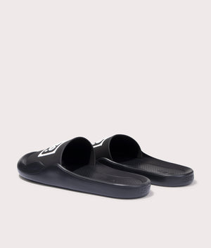 KENZO Pool Mules Sliders in Black, Back shot at EQVVS