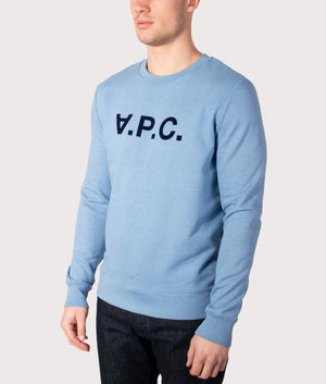 Slim-Fit-VPC-Combed-Fleece-Sweatshirt-Bleu-Acier-A.P.C.-EQVVS