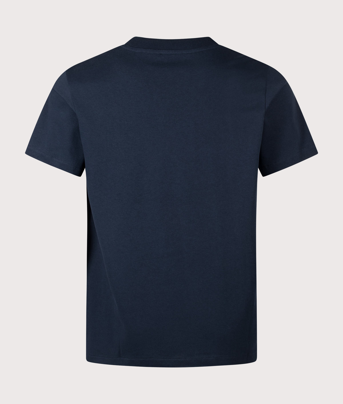 A.P.C. Regular Fit Rue Madame GOTS T-Shirt in Dark Navy and Ecru at EQVVS Menswear. Back shot.