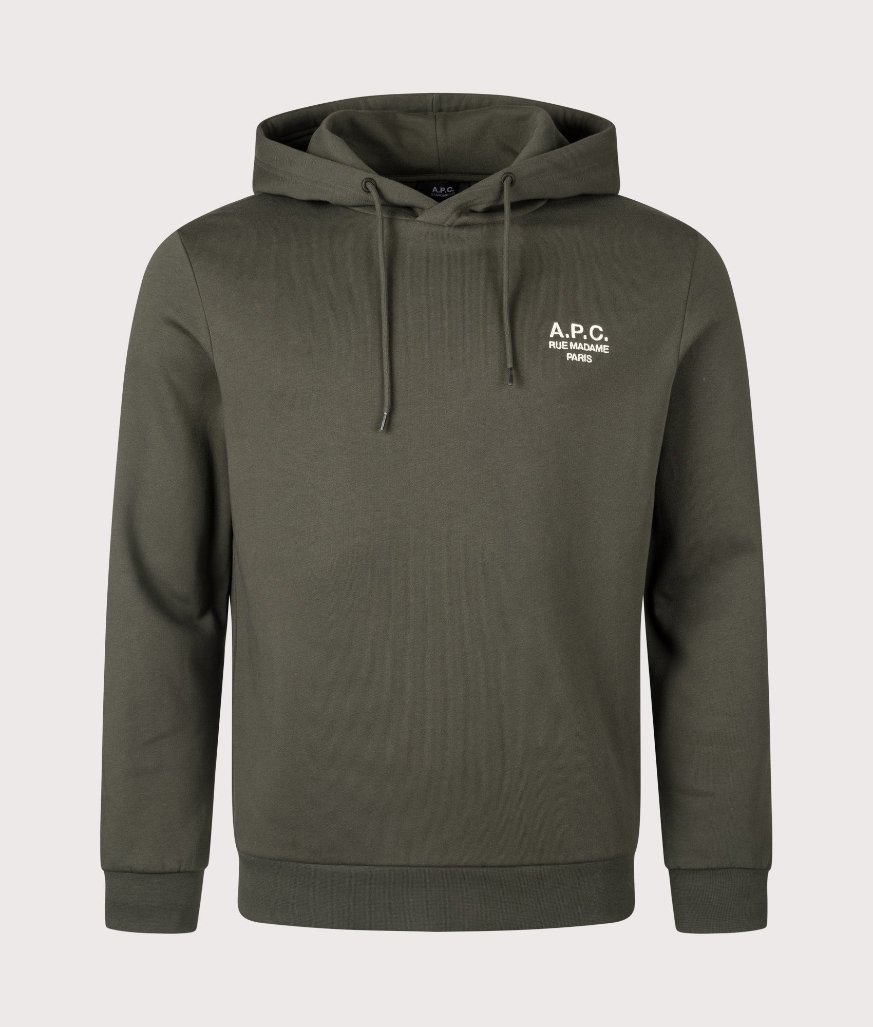 Rue Madame GOTS Hoodie, Military Khaki/Ecru, Eqvvs Menswear, front shot angle
