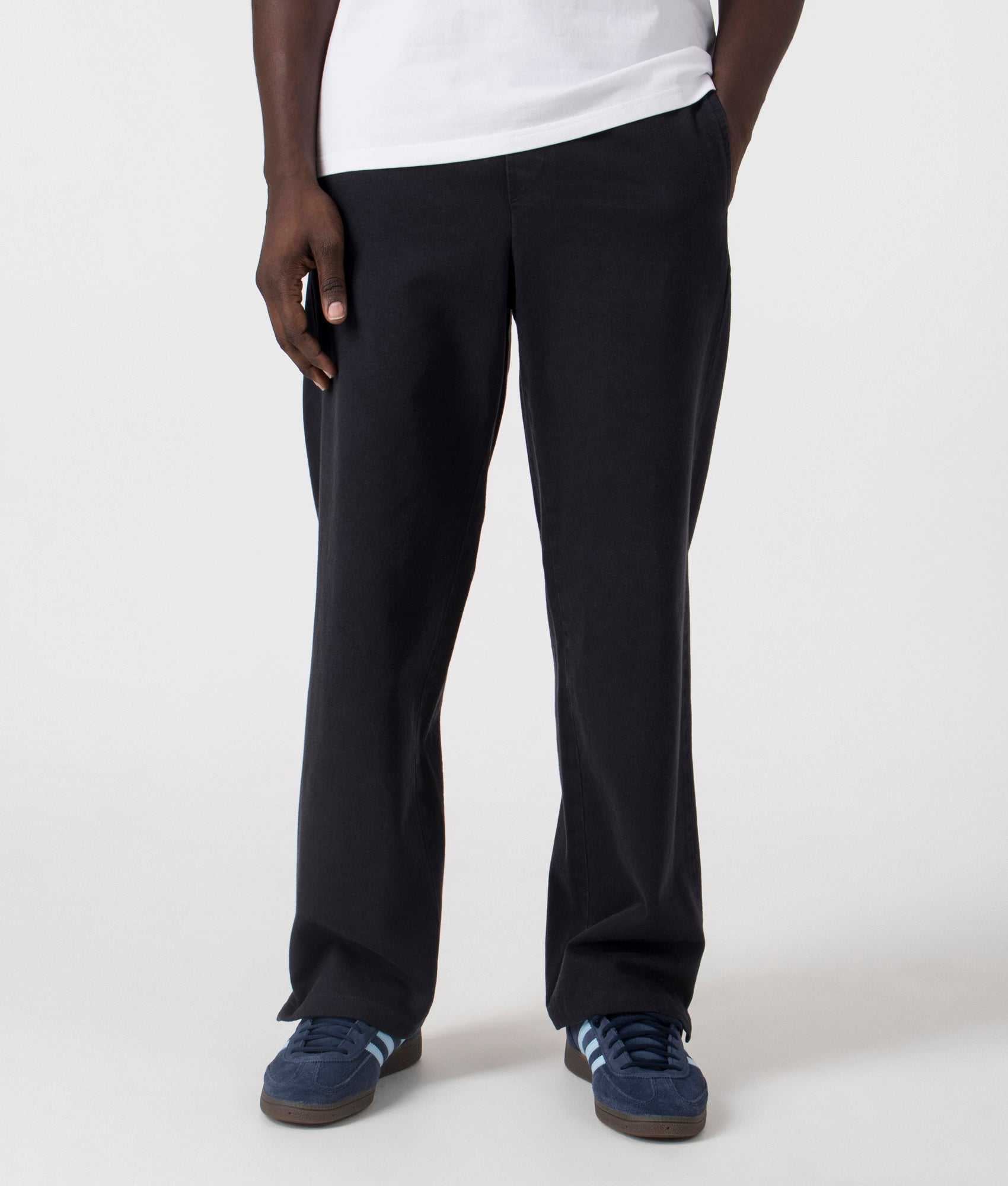 A.P.C. Vincent Pants in Navy. Shot at EQVVS. Front shot. 