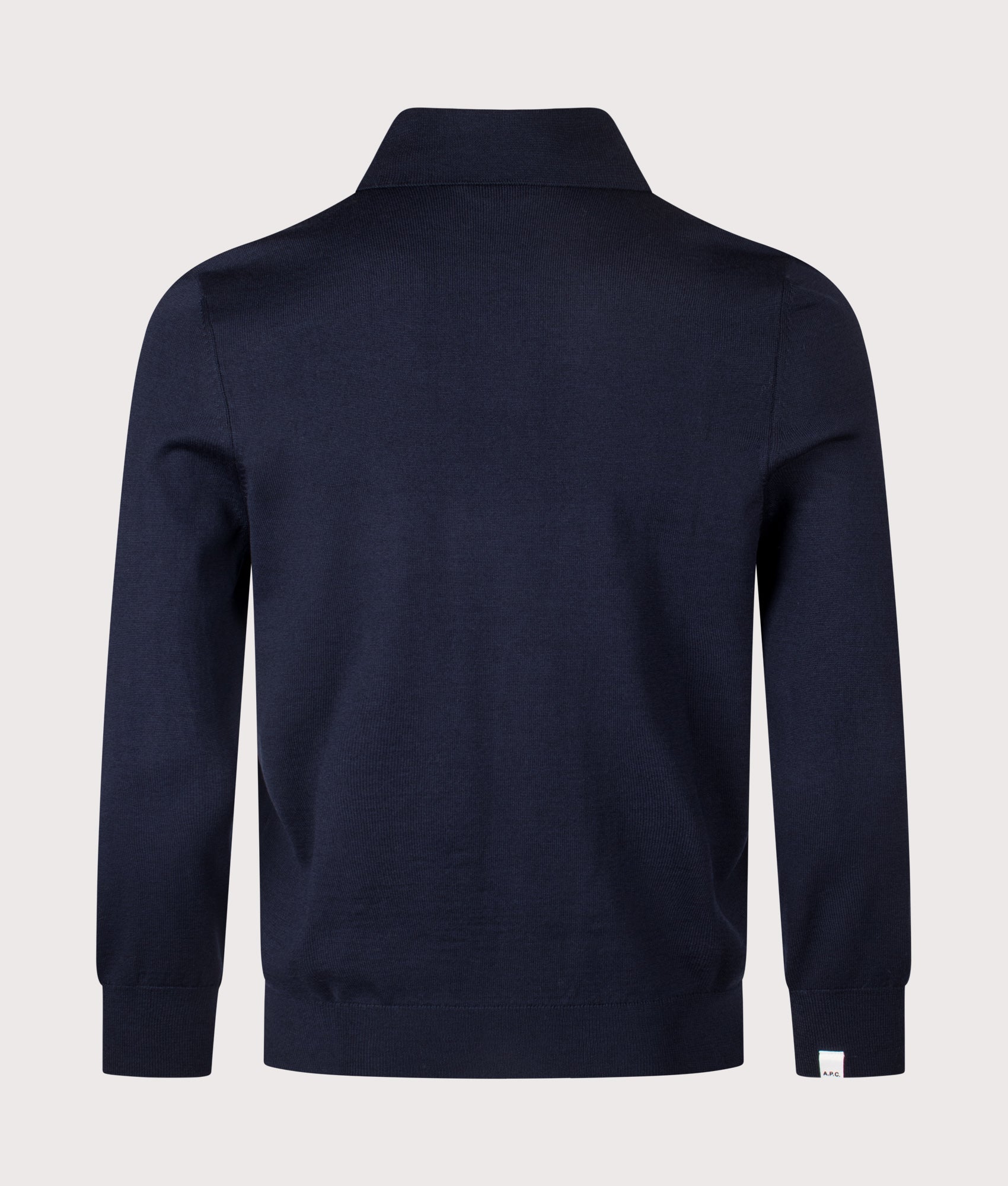 A.P.C Marcelin Polo Shirt in Dark Navy at EQVVS Menswear. Back shot.