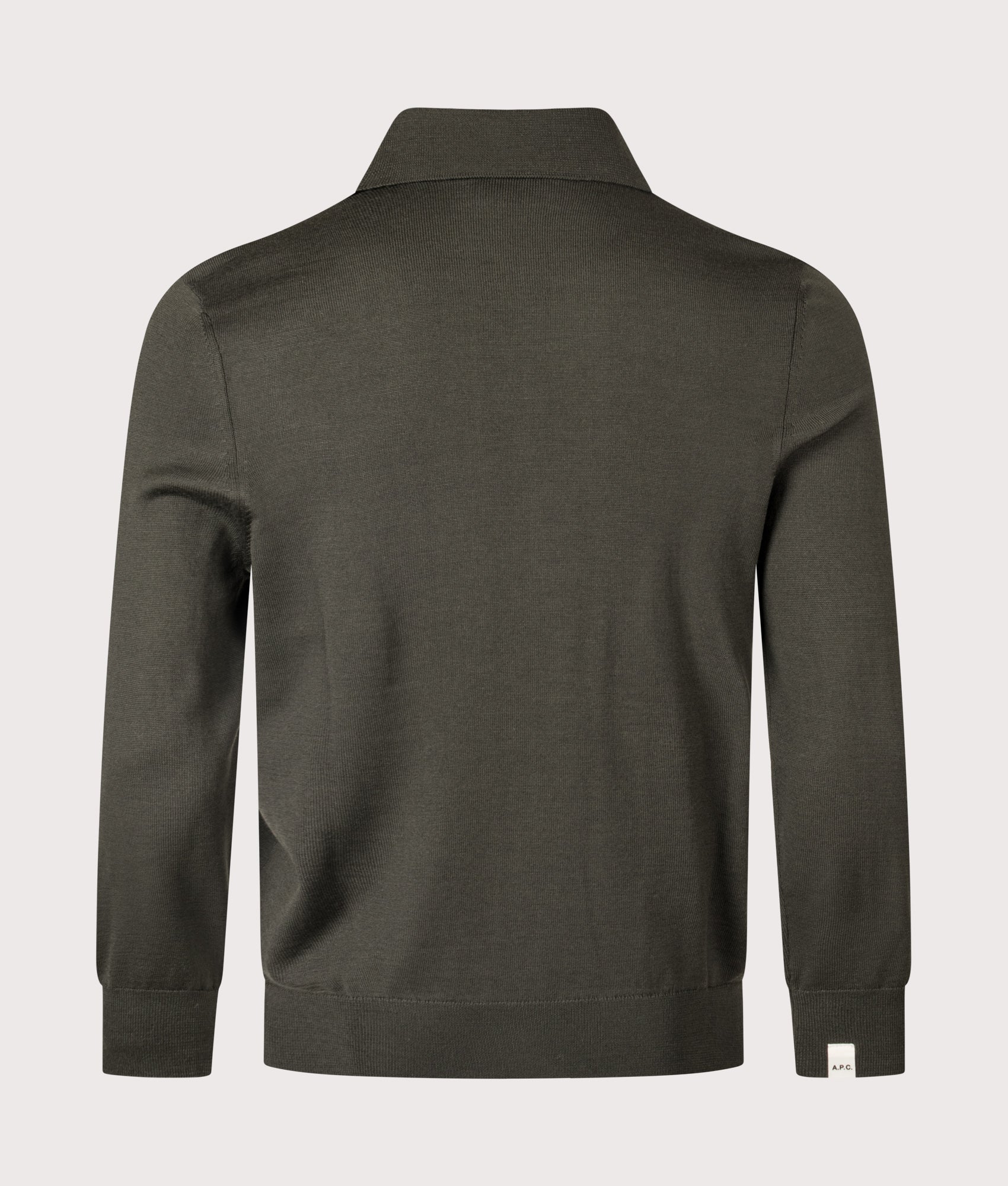 A.P.C Marcelin Polo Shirt in Dark Green at EQVVS Menswear. Back shot. 