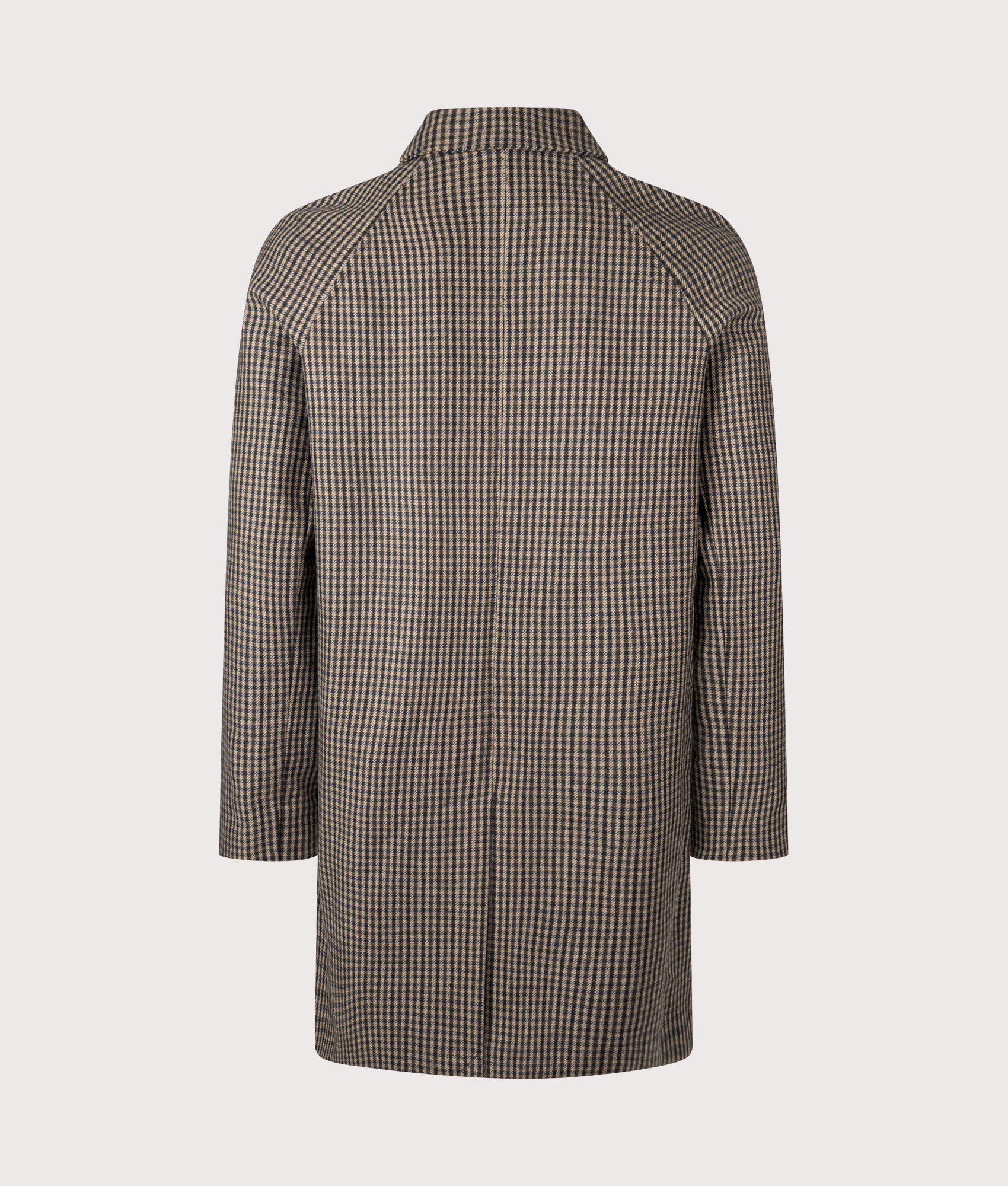 A.P.C Pied de Poule Coat in Brown at EQVVS Menswear. Back shot.