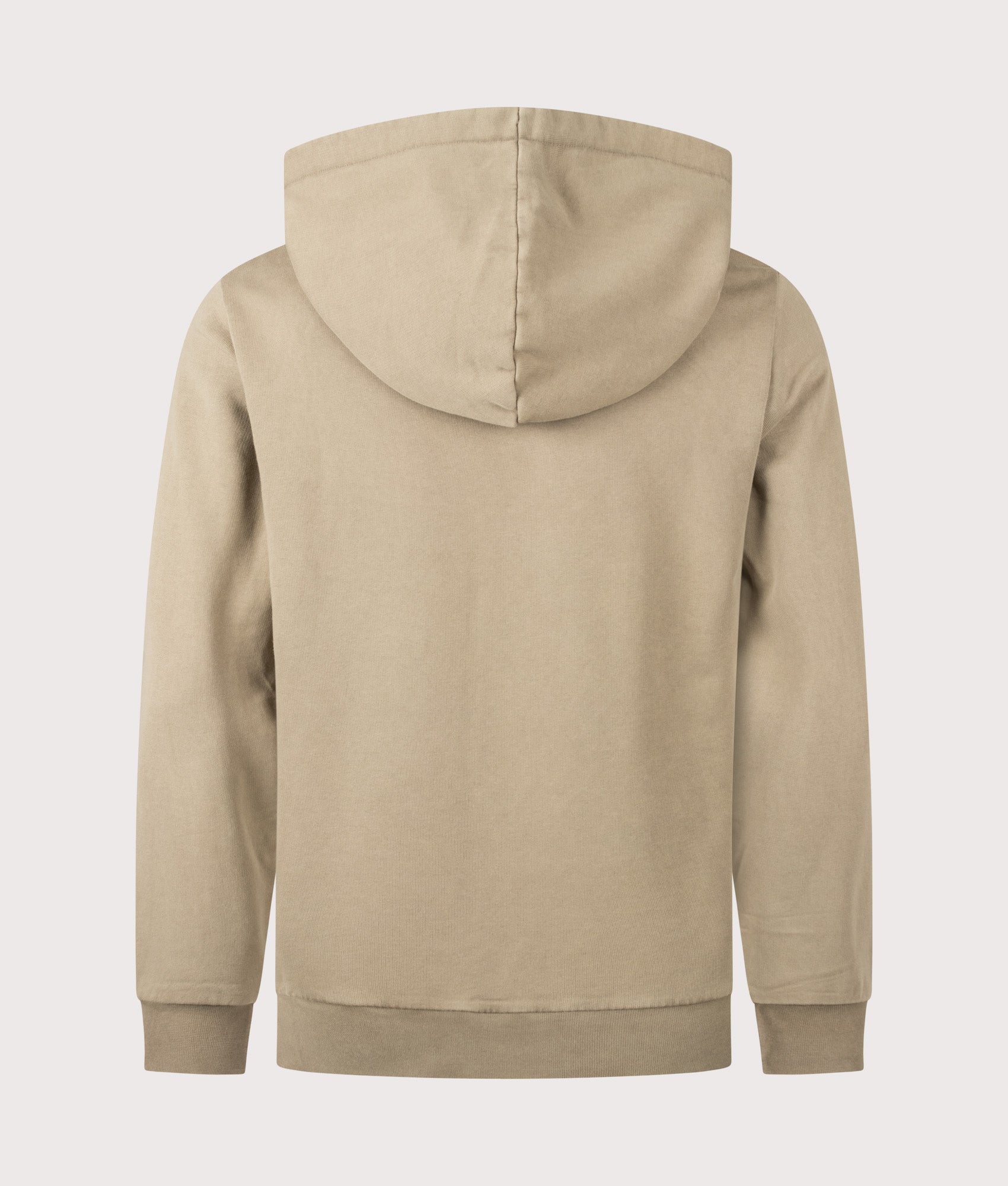 A.P.C. Standard Large VPC Hoodie in Light Khaki and Off White at EQVVS Menswear. Back shot.