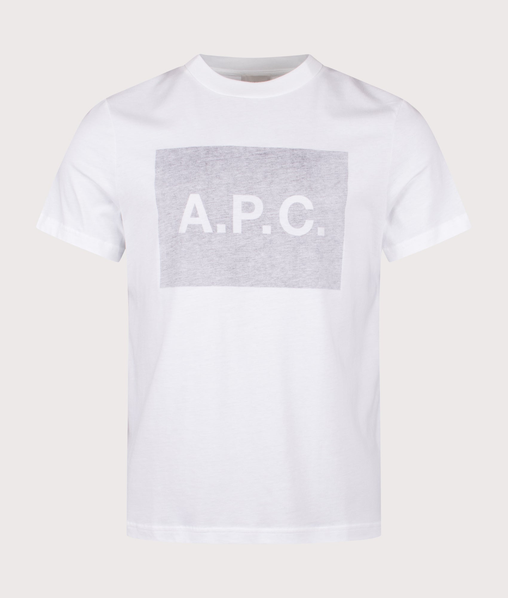 A.P.C. Vignette APC T-Shirt in White and Grey at EQVVS Menswear. Front shot.