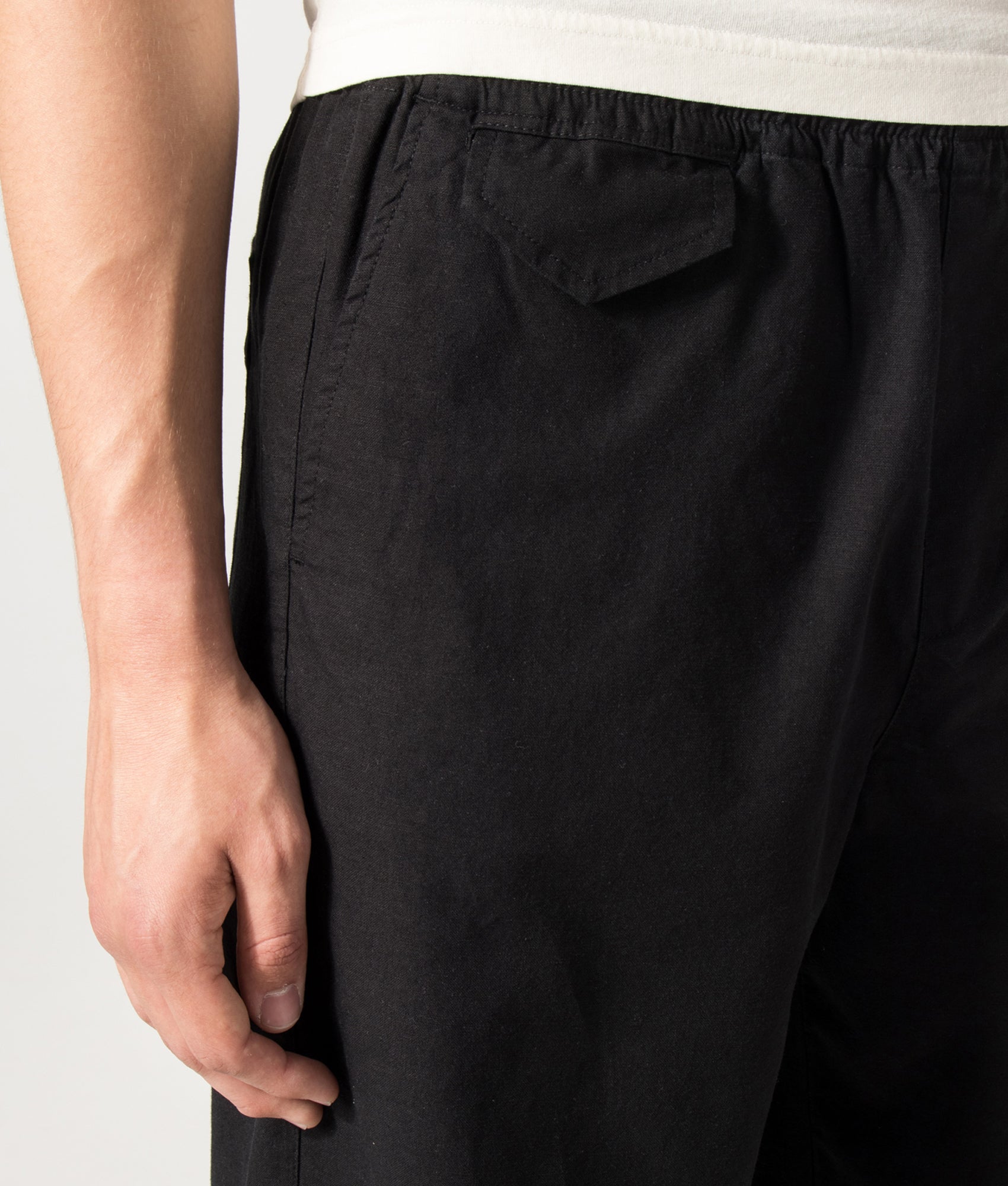 A.P.C. Lou Pants in False Black at EQVVS Menswear. Detailed shot.