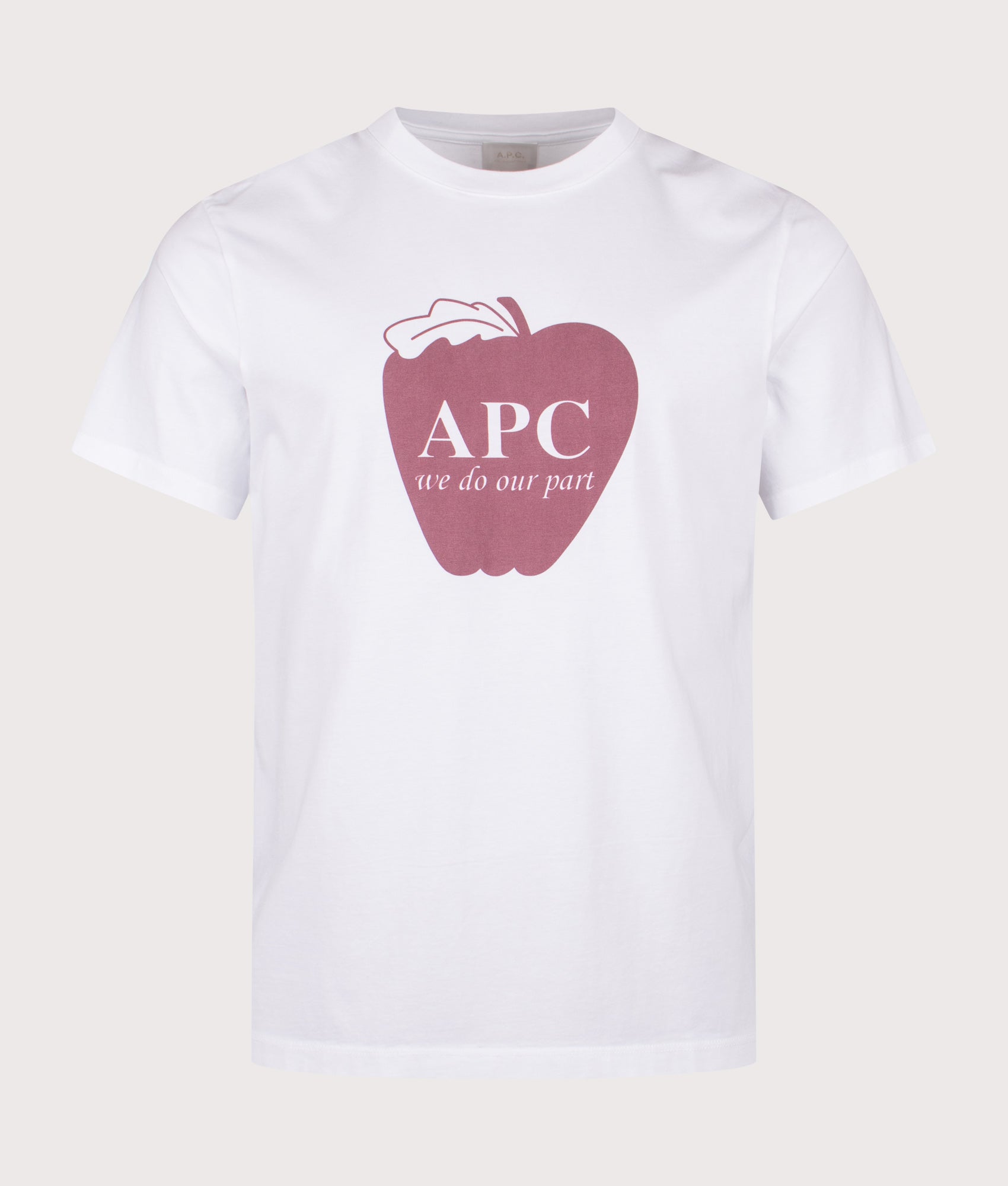 A.P.C. Apple T-Shirt in White at EQVVS Menswear. Front shot.