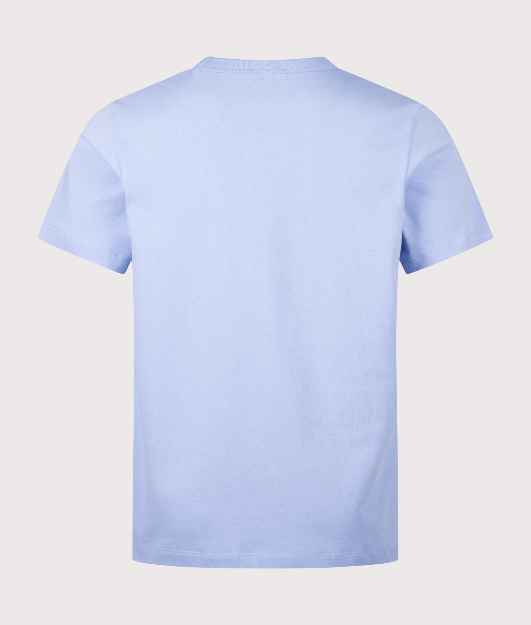 A.P.C. Relaxed Fit Petit VPC Logo T-Shirt in Light Blue at EQVVS Menswear. Back shot.