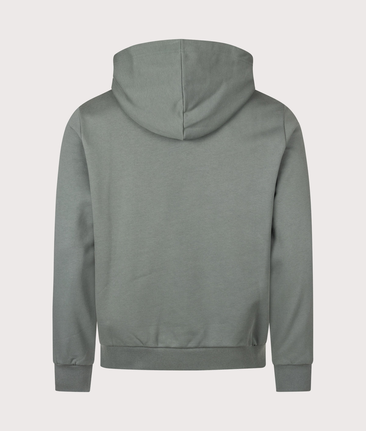 A.P.C. Regular Fit Rue Madame GOTS Hoodie in Grey-green and White at EQVVS Menswear. Back shot.