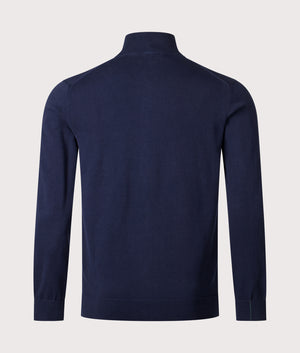 Cotton Zip Through Sweatshirt in Navy Blue. | Lacoste | Shot at EQVVS | Back shot
