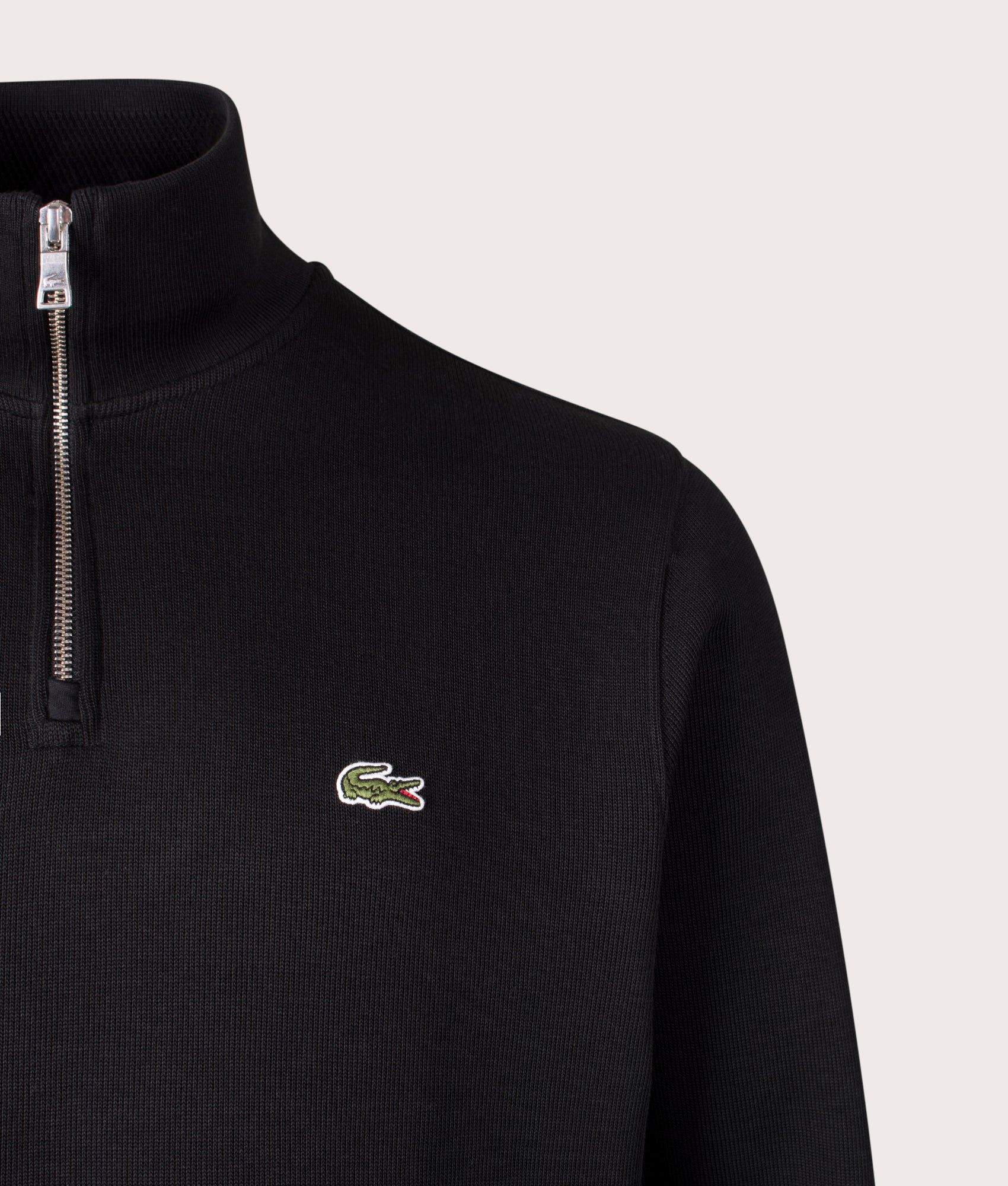 Lacoste Quarter Zip Croc Logo Sweatshirt at EQVVS Menswear. Detail Shot