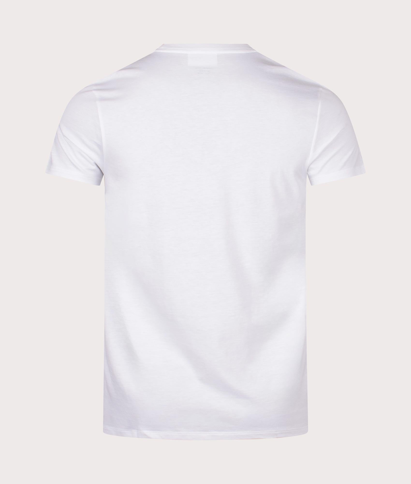 Lacoste Pima Cotton Croc Logo T-Shirt in White at EQVVS Menswear. Back shot.