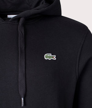 Croc Logo Fleece Hoodie Black - Lacoste - EQVVS