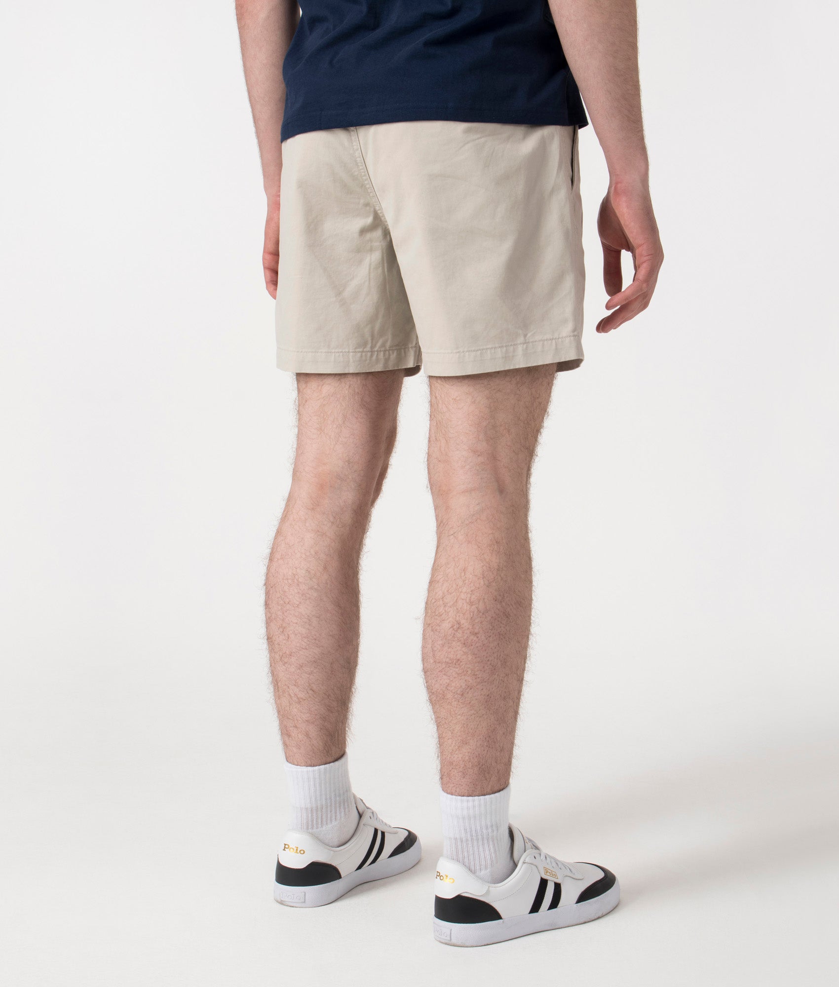 Polo Ralph Lauren Regular Fit Prepster Stretch Twill Chino Shorts in beige at EQVVS. Back Shot.