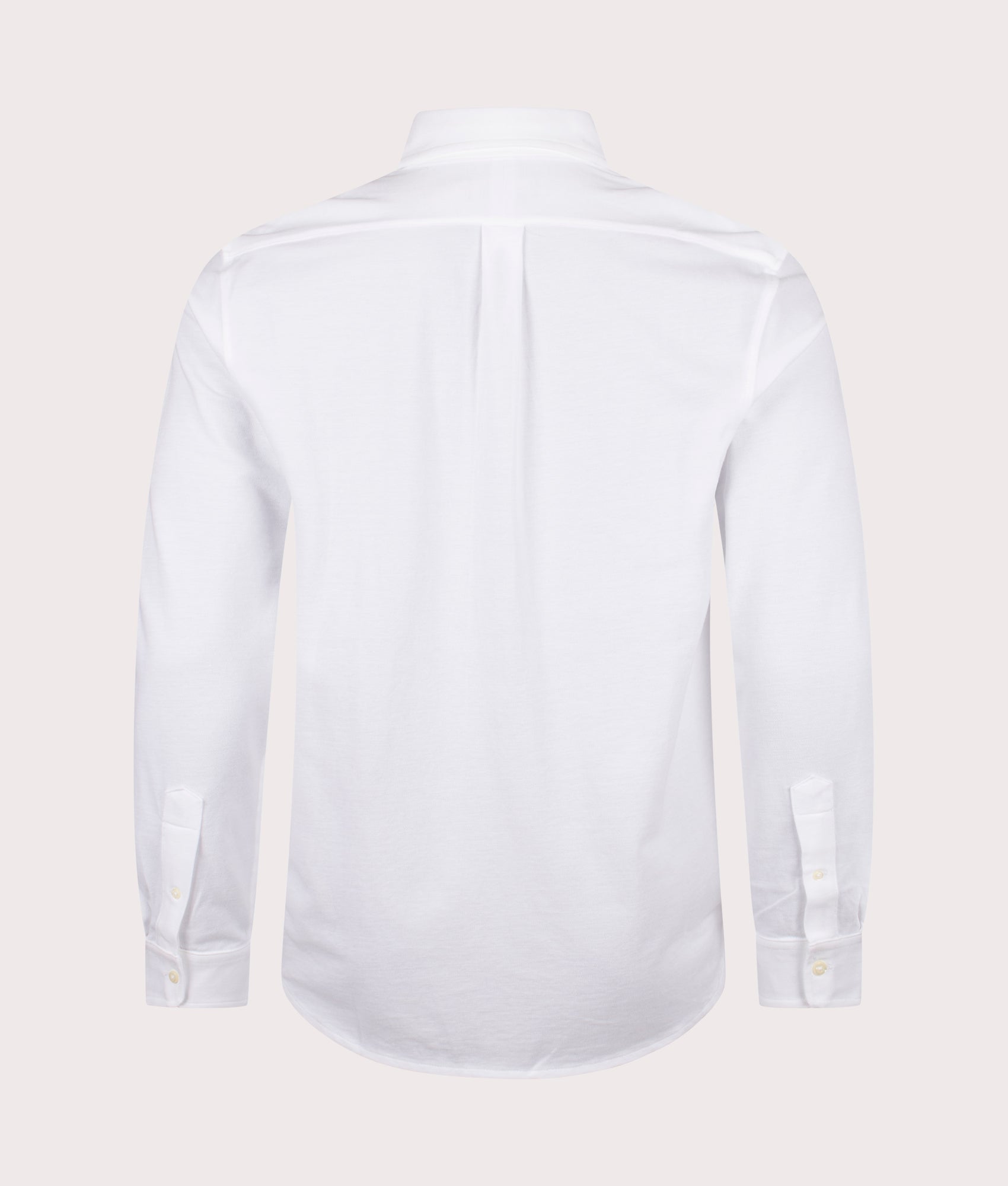 Polo Ralph Lauren Relaxed Fit Featherweight Mesh Shirt in White at EQVVS Menswear. Back shot.