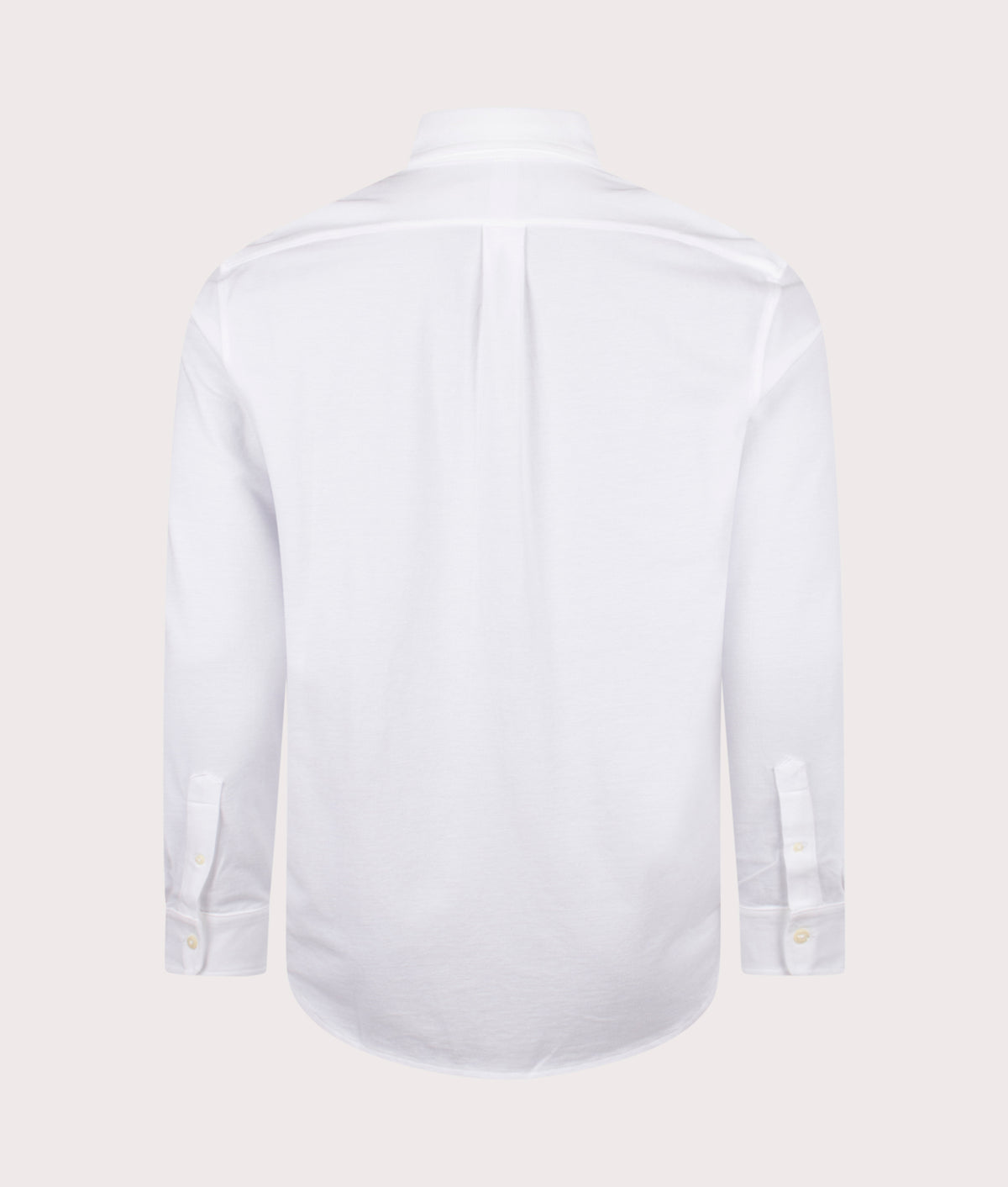 Polo Ralph Lauren Relaxed Fit Featherweight Mesh Shirt in White at EQVVS Menswear. Back shot.