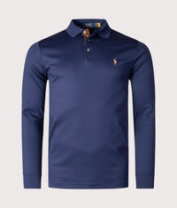 Custom Slim Fit Long Sleeve Soft Cotton Polo Shirt: 001 French Navy 