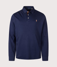 Custom Slim Fit Long Sleeve Soft Cotton Polo Shirt: 001 French Navy 