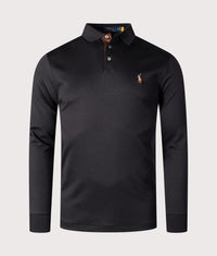 Custom Slim Fit Long Sleeve Soft Cotton Polo Shirt: 002 Polo Black 