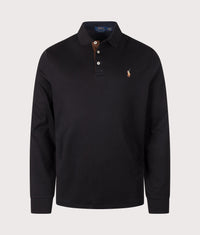 Custom Slim Fit Long Sleeve Soft Cotton Polo Shirt: 002 Polo Black 