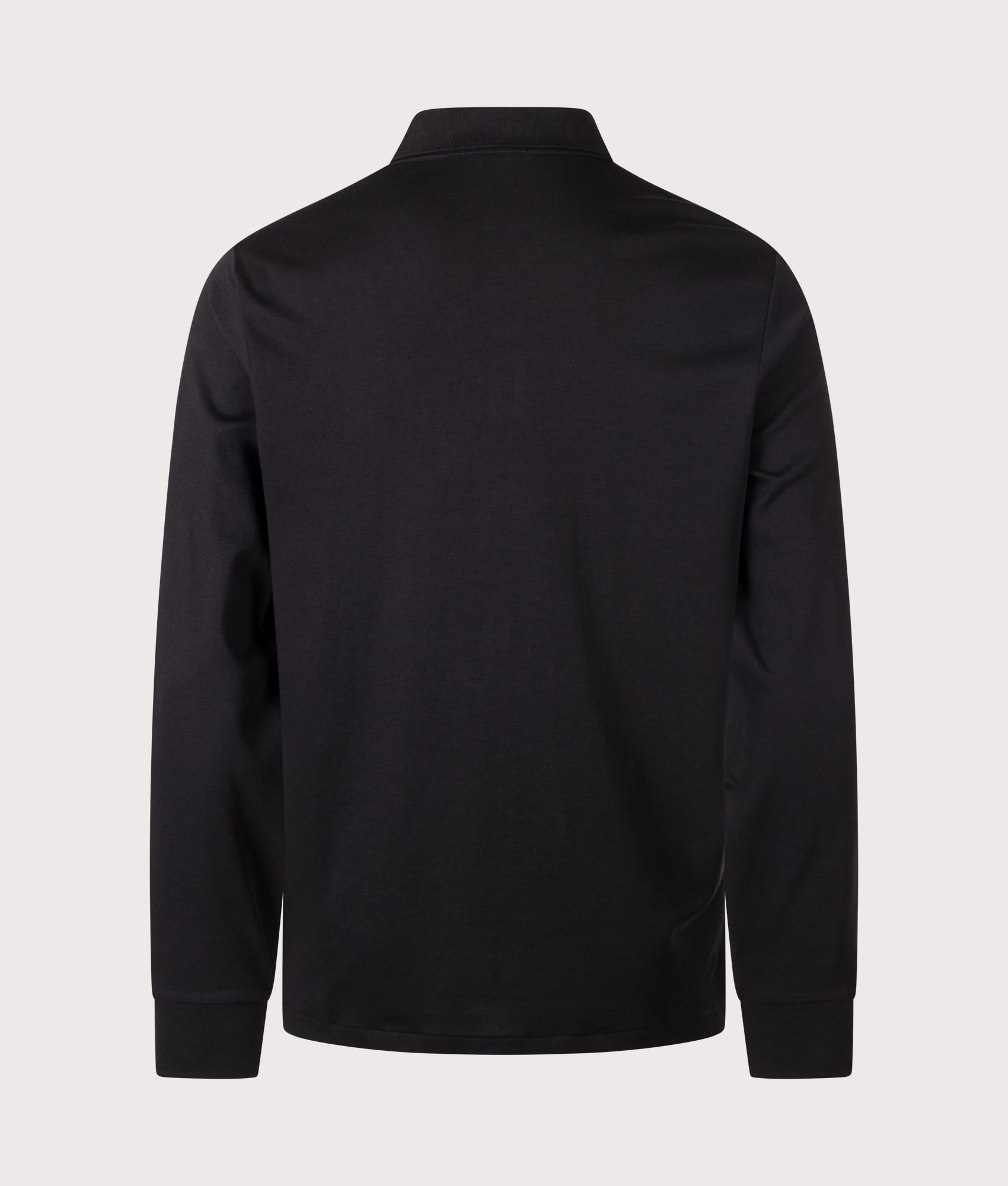 Polo Ralph Lauren Custom Slim Fit Long Sleeve Soft Cotton Polo Shirt in Polo Black at EQVVS Menswear. Back shot.