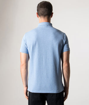 Polo Ralph Lauren Custom Slim Fit Mesh Polo Shirt in Jamaica Heather at EQVVS Menswear. Model Back Shot