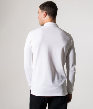 Polo Ralph Lauren Custom Slim Fit Long Sleeve Polo Shirt in White at EQVVS Menswear. Model Back Shot