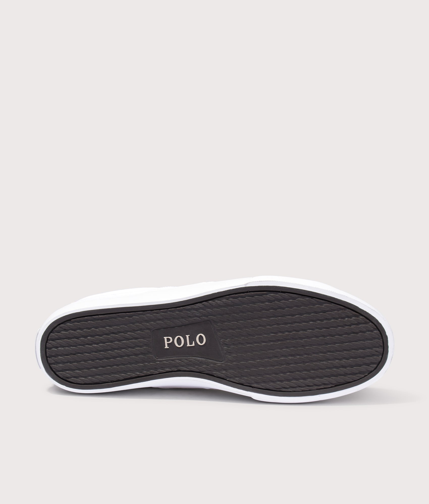 Polo Ralph Lauren Sayer Canvas Sneakers in White at EQVVS Menswear. Tread shot.