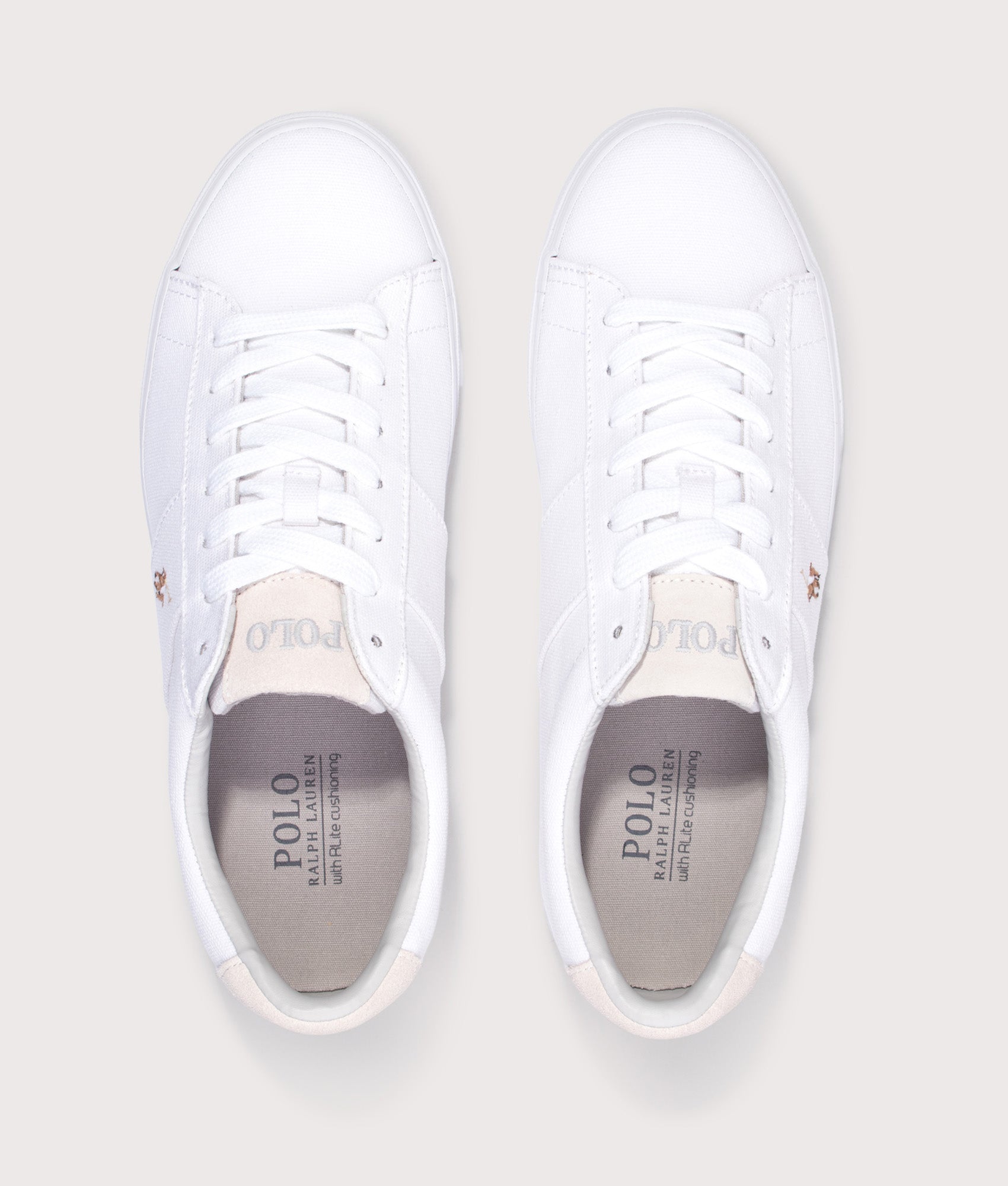 Polo Ralph Lauren Sayer Canvas Sneakers in White at EQVVS Menswear.Top shot.