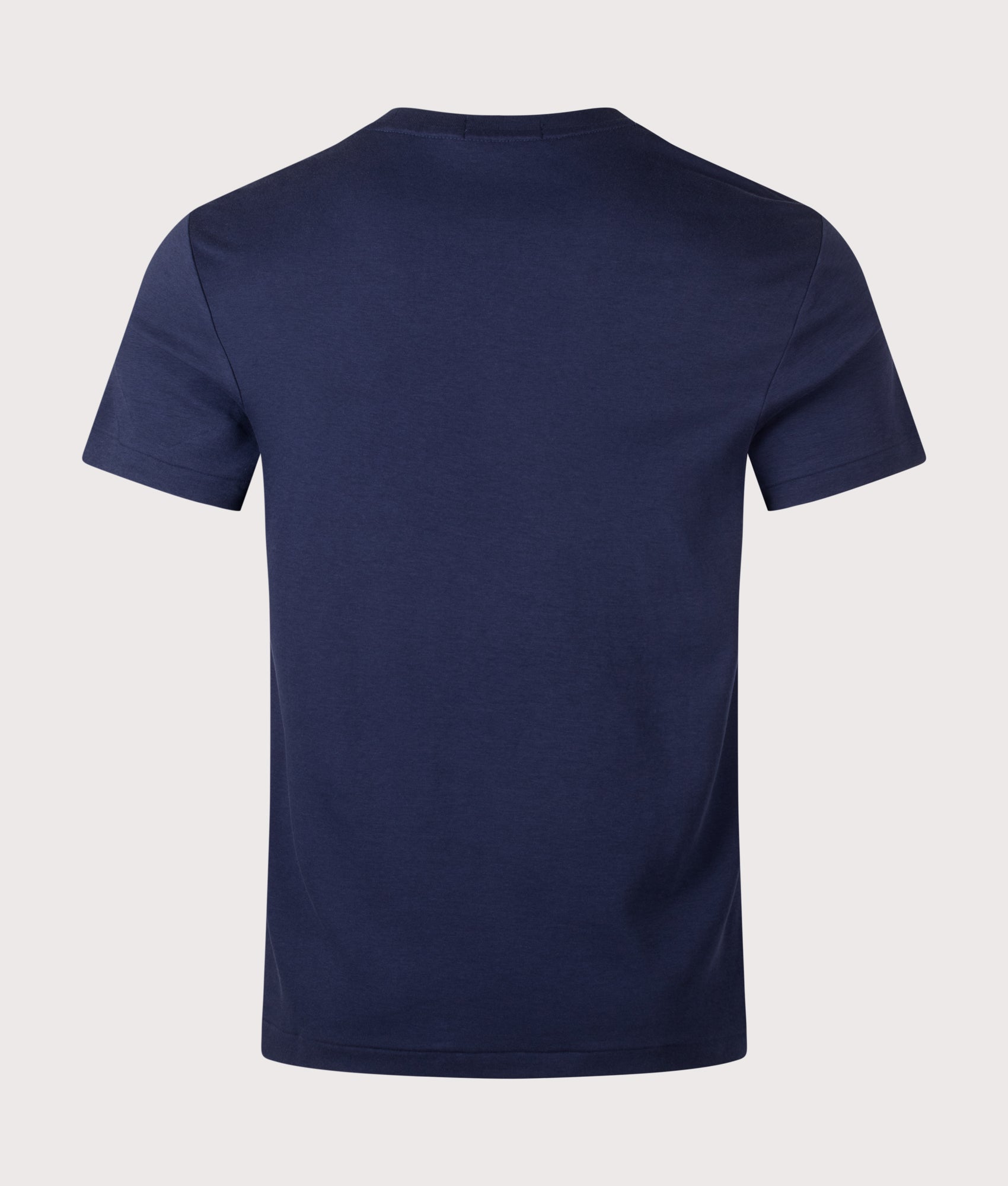 Polo Ralph Lauren Custom Slim Fit Pima T-Shirt in French Navy at EQVVS Menswear. Back shot.