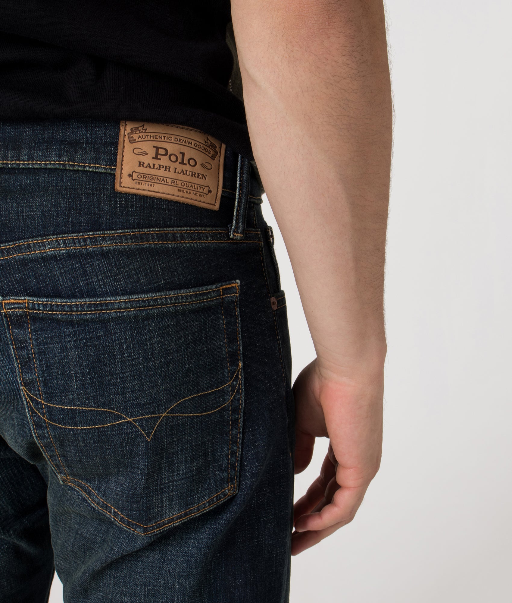 Slim Fit Sulliivan Strecth Jeans by Polo Ralph Lauren in Murphy Stretch. Shot by EQVVS.  Back detail shot.