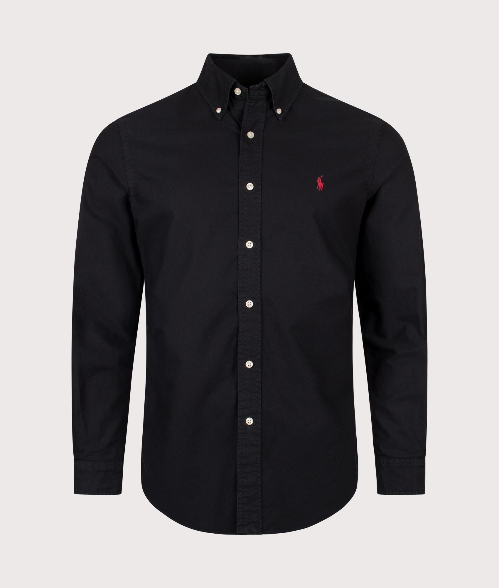 Custom-Fit-Oxford-Shirt-Polo-Black-Polo-Ralph-Lauren-EQVVS-Front-shot
