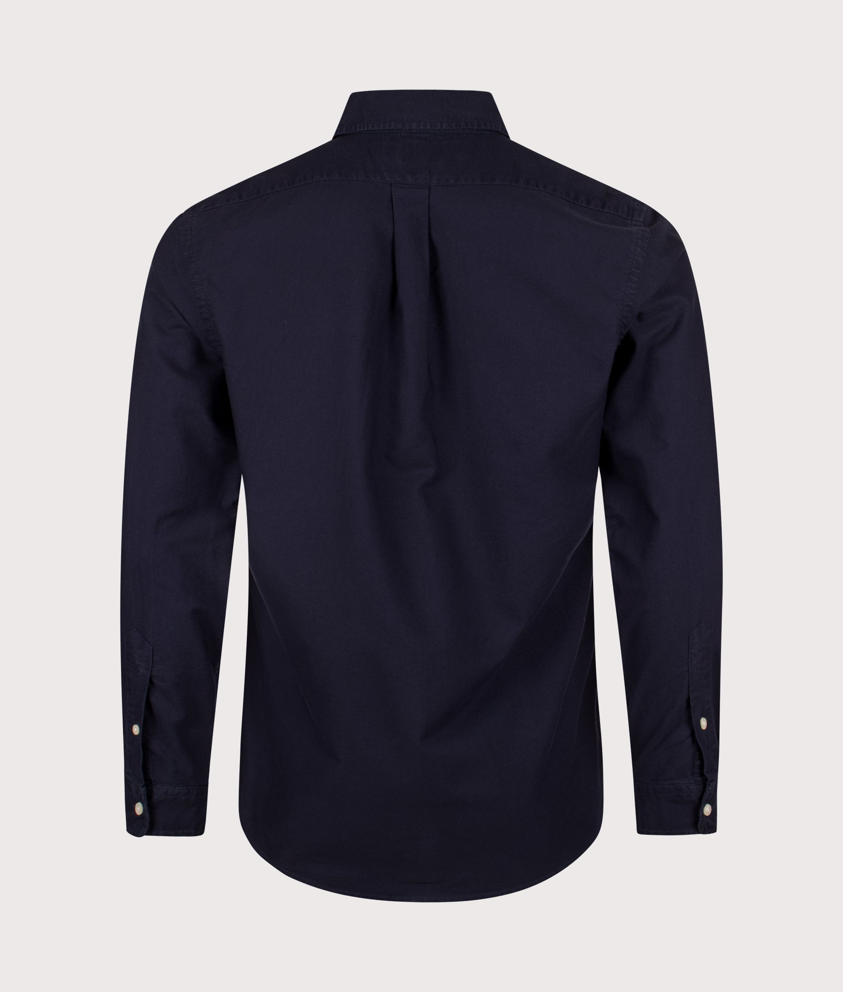 Polo Ralph Lauren Custom Fit Oxford Shirt in Navy at EQVVS Menswear. Back shot.
