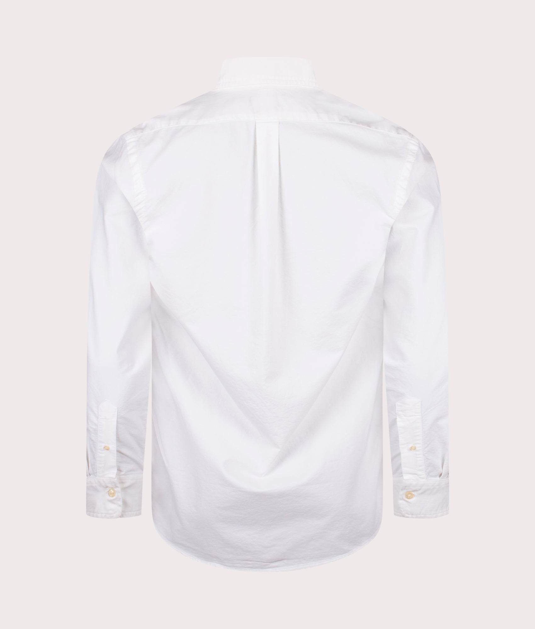 Polo Ralph Lauren Custom Fit Oxford Shirt in White at EQVVS Menswear. Back shot.