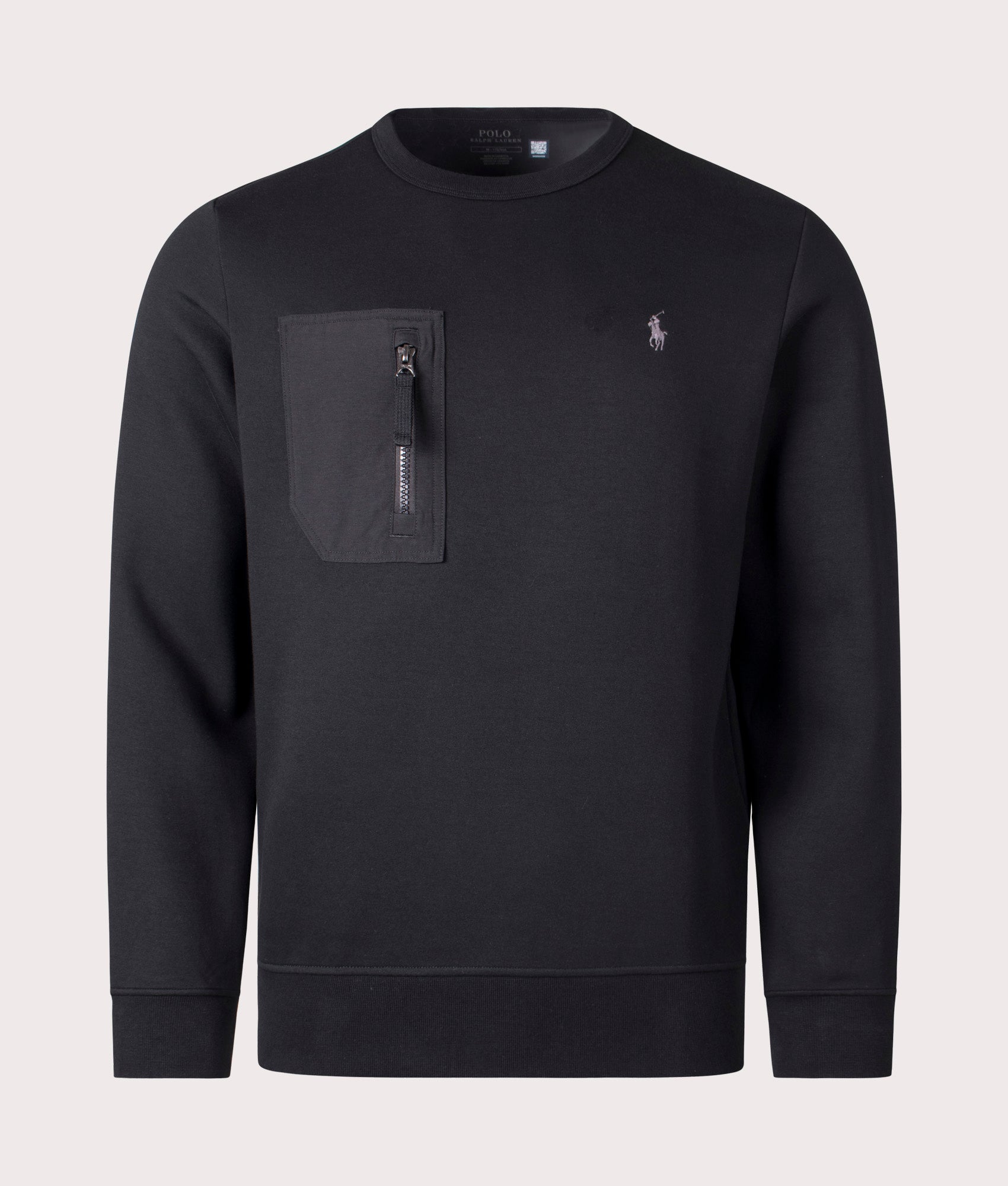 Polo Ralph Lauren Pocket Zip Sweatshirt in Polo Black. Front angle shot at EQVVS.