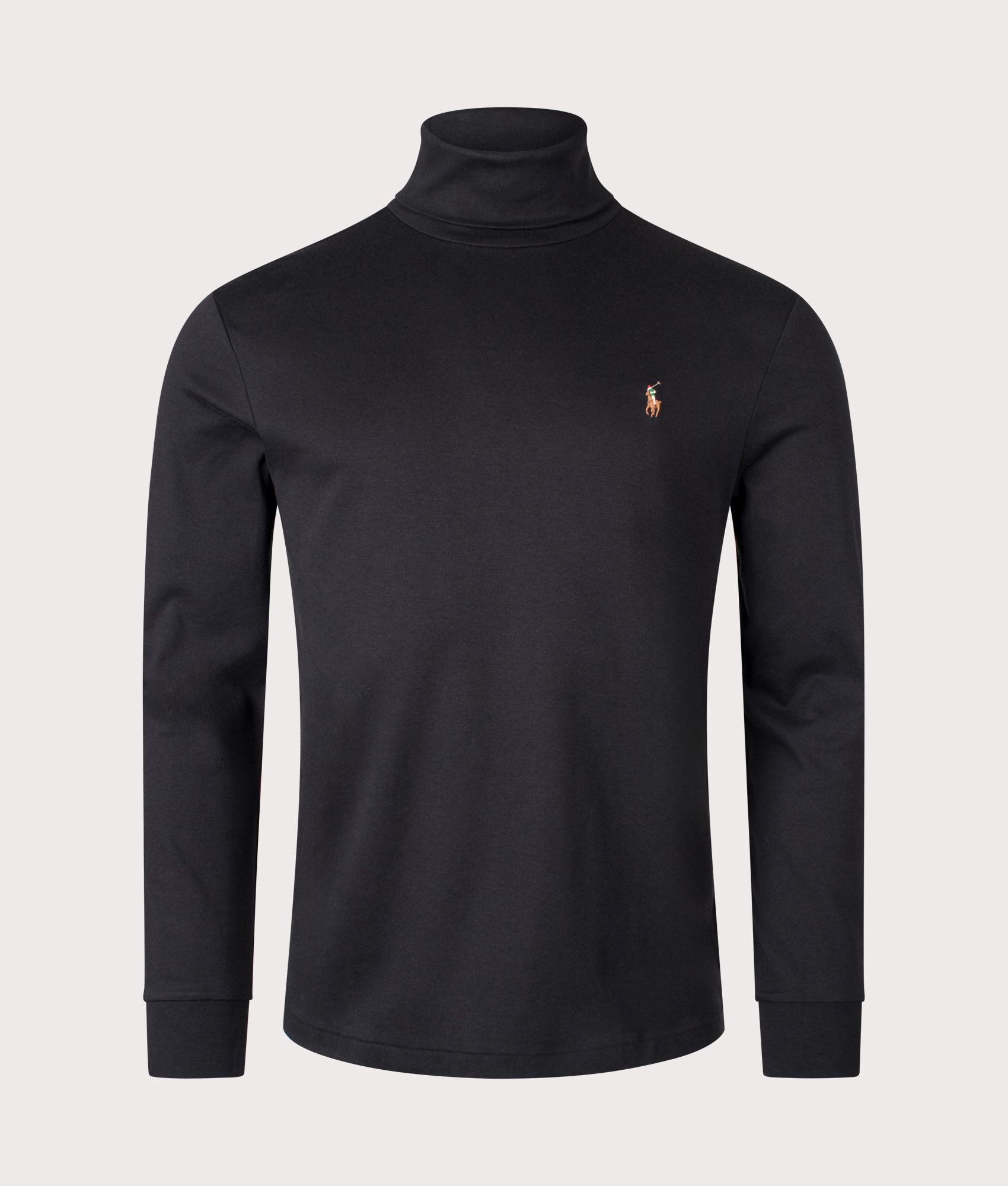 Soft Cotton Turtleneck Jumper in Polo Black by Polo Ralph Lauren. EQVVS Shot.